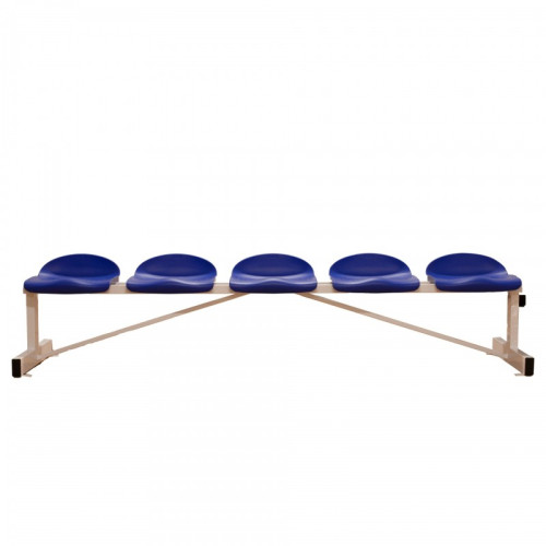 BANCO METÁLICO CON ASIENTOS AZUL PVC-5 PLAZAS-