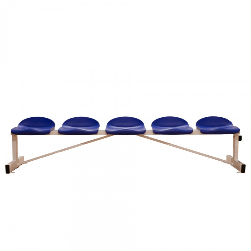 BANCO METÁLICO CON ASIENTOS AZUL PVC-5 PLAZAS-