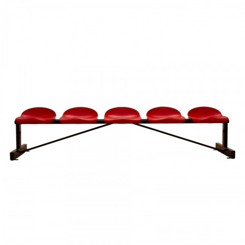 BANCO METÁLICO CON ASIENTOS ROJO PVC -5 PLAZAS-