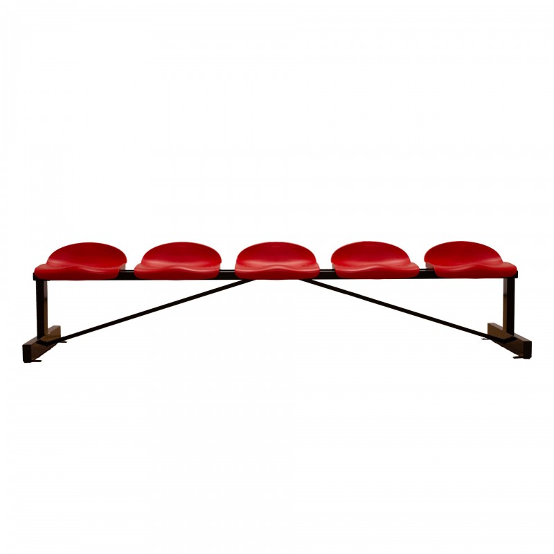 BANCO METÁLICO CON ASIENTOS ROJO PVC -5 PLAZAS-