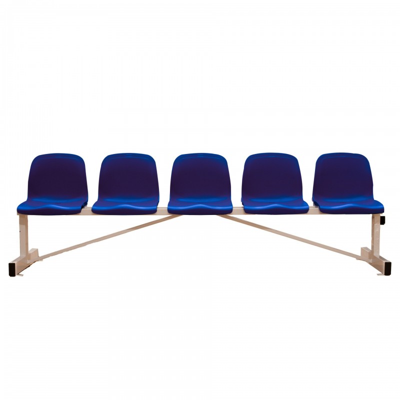 BANCO METÁLICO NEW CON ASIENTO AZUL PVC -5 PLAZAS-